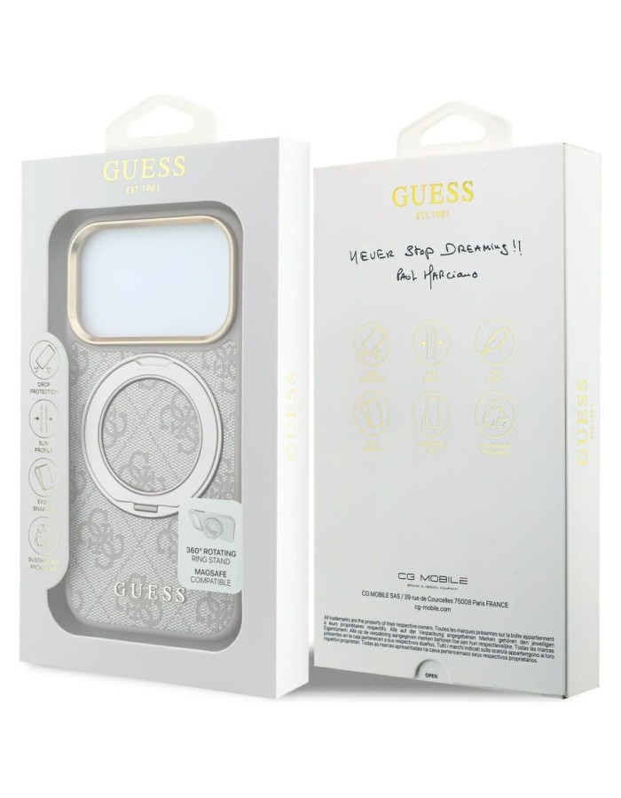 Guess Ring Stand 360 4G Classic Logo MagSafe Case for iPhone 18 Pro / 17 Pro - Pink Guess Ring Stand 360 4G Classic Logo MagSafe Case for iPhone 18 Pro / 17 Pro - Pink