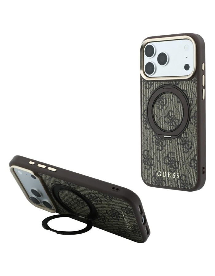 Guess Ring Stand 360 4G Classic Logo MagSafe Case for iPhone 18 Pro Max / 17 Pro Max - Brown Guess Ring Stand 360 4G Classic Logo MagSafe Case for iPhone 18 Pro Max / 17 Pro Max - Brown