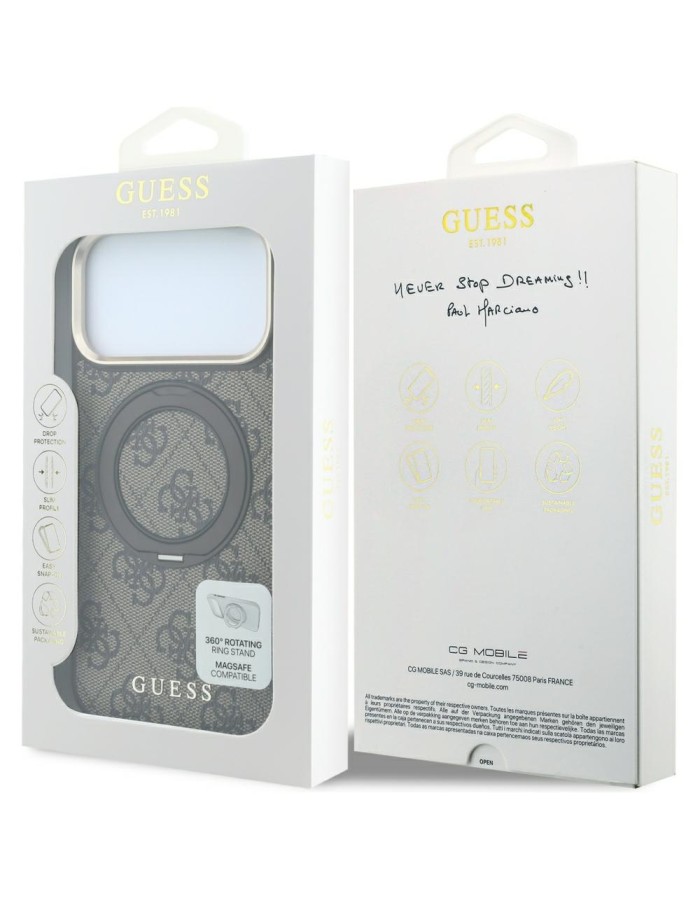 Guess Ring Stand 360 4G Classic Logo MagSafe Case for iPhone 18 Pro Max / 17 Pro Max - Brown Guess Ring Stand 360 4G Classic Logo MagSafe Case for iPhone 18 Pro Max / 17 Pro Max - Brown