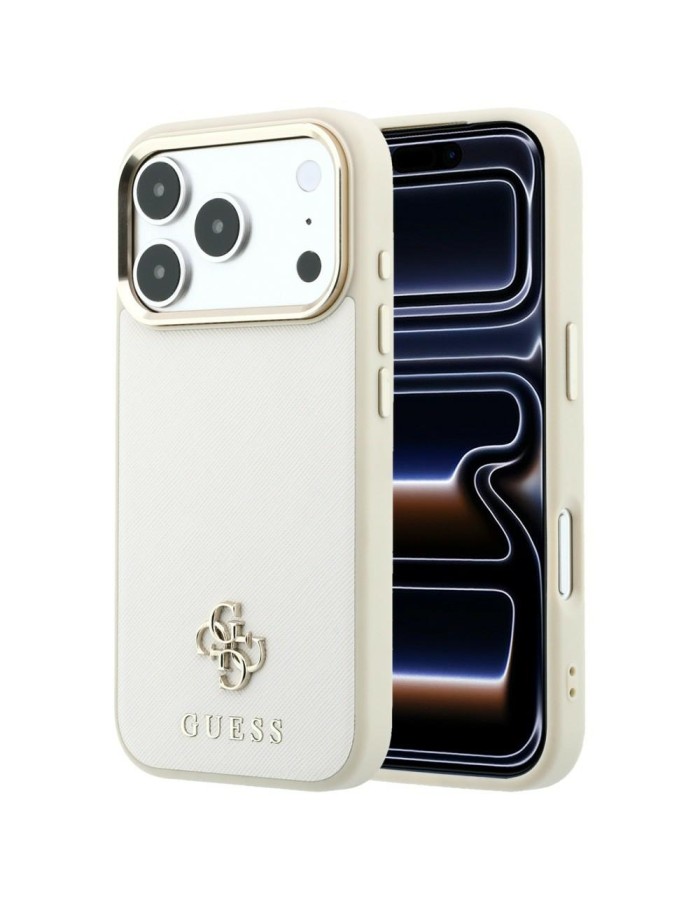 Guess Saffiano Small 4G &amp;amp; Classic Logo MagSafe Case for iPhone 18 Pro / 17 Pro - Beige