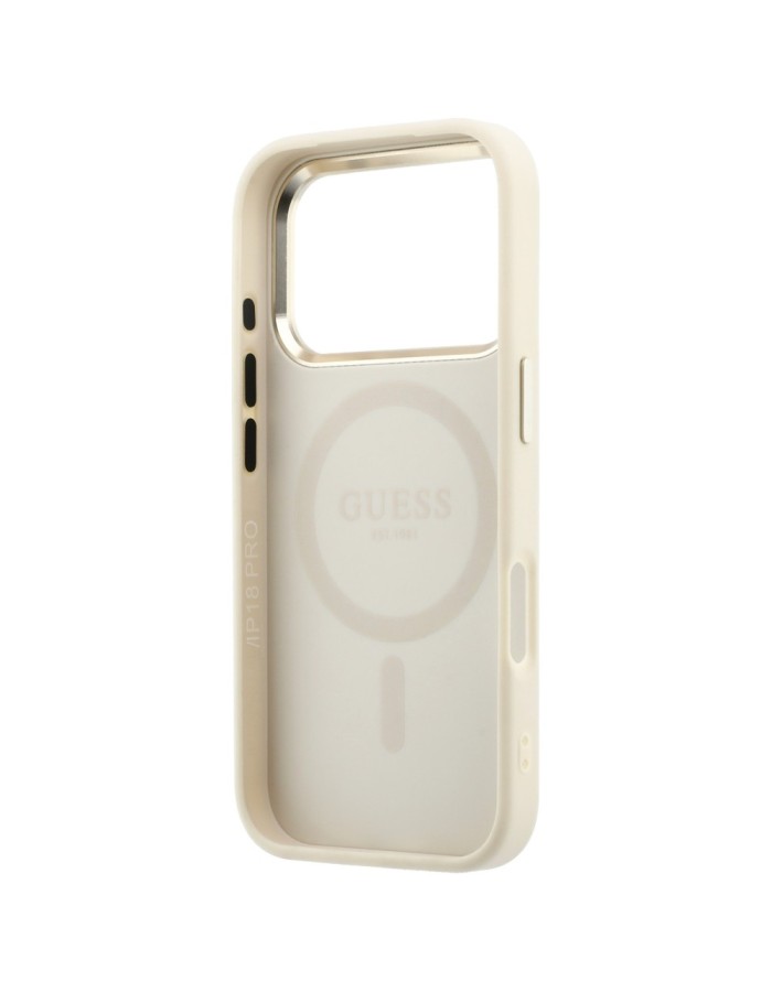 Guess Saffiano Small 4G &amp;amp; Classic Logo MagSafe Case for iPhone 18 Pro / 17 Pro - Beige