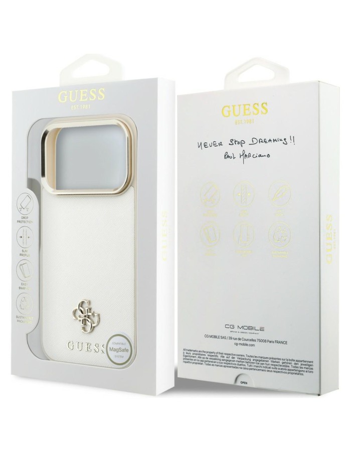 Guess Saffiano Small 4G &amp;amp; Classic Logo MagSafe Case for iPhone 18 Pro / 17 Pro - Beige