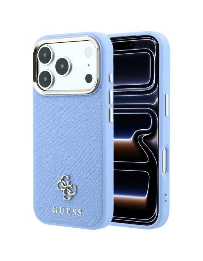 Guess Saffiano Small 4G & Classic Logo MagSafe Case for iPhone 18 Pro / 17 Pro - Light Blue Guess Saffiano Small 4G & Classic Logo MagSafe Case for iPhone 18 Pro / 17 Pro - Light Blue