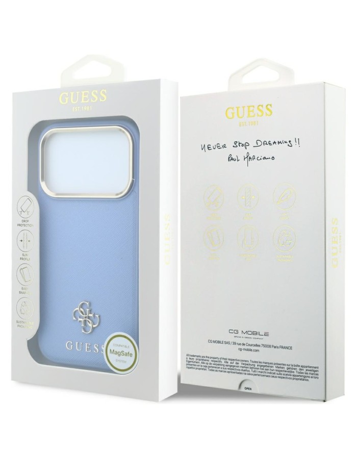 Guess Saffiano Small 4G & Classic Logo MagSafe Case for iPhone 18 Pro Max / 17 Pro Max - Light Blue Guess Saffiano Small 4G & Classic Logo MagSafe Case for iPhone 18 Pro Max / 17 Pro Max - Light Blue