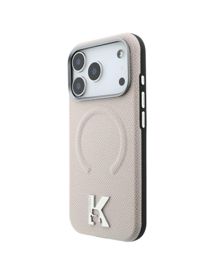 Karl Lagerfeld Grained Embossed Ring &amp;amp; Kameo Logo MagSafe Case for iPhone 18 Pro / 17 Pro - Beige