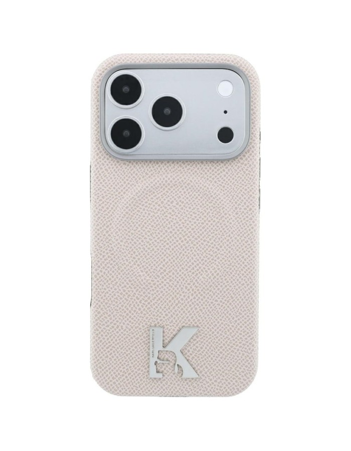 Karl Lagerfeld Grained Embossed Ring &amp;amp; Kameo Logo MagSafe Case for iPhone 18 Pro / 17 Pro - Beige