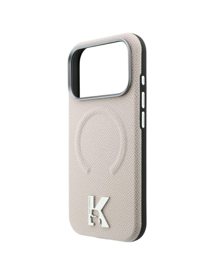 Karl Lagerfeld Grained Embossed Ring &amp;amp; Kameo Logo MagSafe Case for iPhone 18 Pro / 17 Pro - Beige
