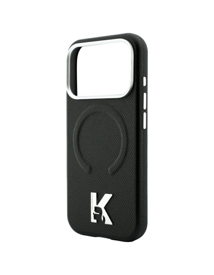 Karl Lagerfeld Grained Embossed Ring & Kameo Logo MagSafe Case for iPhone 18 Pro / 17 Pro - Black Karl Lagerfeld Grained Embossed Ring & Kameo Logo MagSafe Case for iPhone 18 Pro / 17 Pro - Black