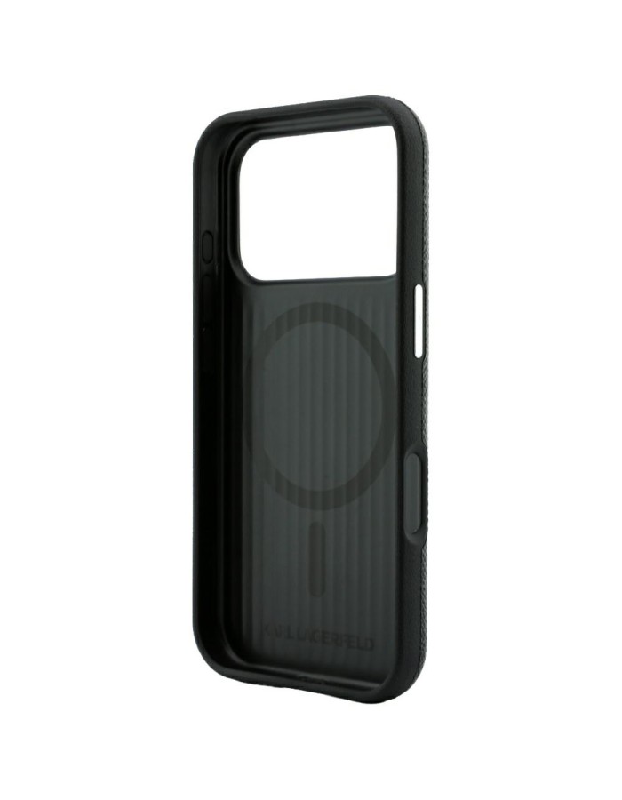 Karl Lagerfeld Grained Embossed Ring & Kameo Logo MagSafe Case for iPhone 18 Pro / 17 Pro - Black Karl Lagerfeld Grained Embossed Ring & Kameo Logo MagSafe Case for iPhone 18 Pro / 17 Pro - Black