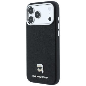 Karl Lagerfeld Grained Karl Head Metal MagSafe Case for iPhone 18 Pro / 17 Pro - Black Karl Lagerfeld Grained Karl Head Metal MagSafe Case for iPhone 18 Pro / 17 Pro - Black