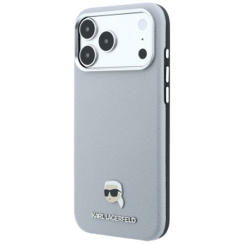 Karl Lagerfeld Grained Karl Head Metal MagSafe Case for iPhone 18 Pro Max / 17 Pro Max - Gray Karl Lagerfeld Grained Karl Head Metal MagSafe Case for iPhone 18 Pro Max / 17 Pro Max - Gray