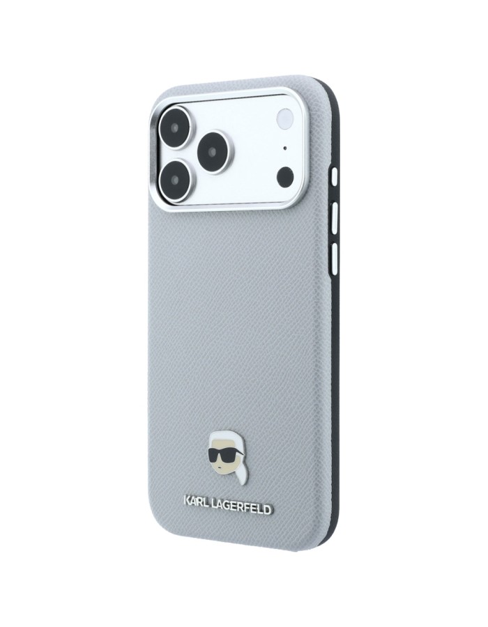 Karl Lagerfeld Grained Karl Head Metal MagSafe Case for iPhone 18 Pro Max / 17 Pro Max - Gray Karl Lagerfeld Grained Karl Head Metal MagSafe Case for iPhone 18 Pro Max / 17 Pro Max - Gray