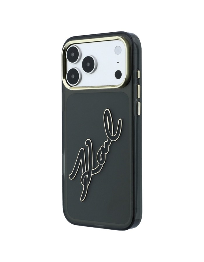 Karl Lagerfeld IML Big Signature Resin Metal Frame Case for iPhone 18 Pro Max / 17 Pro Max - Black Karl Lagerfeld IML Big Signature Resin Metal Frame Case for iPhone 18 Pro Max / 17 Pro Max - Black