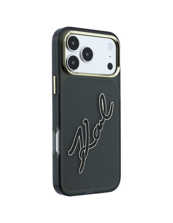 Karl Lagerfeld IML Big Signature Resin Metal Frame Case for iPhone 18 Pro Max / 17 Pro Max - Black Karl Lagerfeld IML Big Signature Resin Metal Frame Case for iPhone 18 Pro Max / 17 Pro Max - Black
