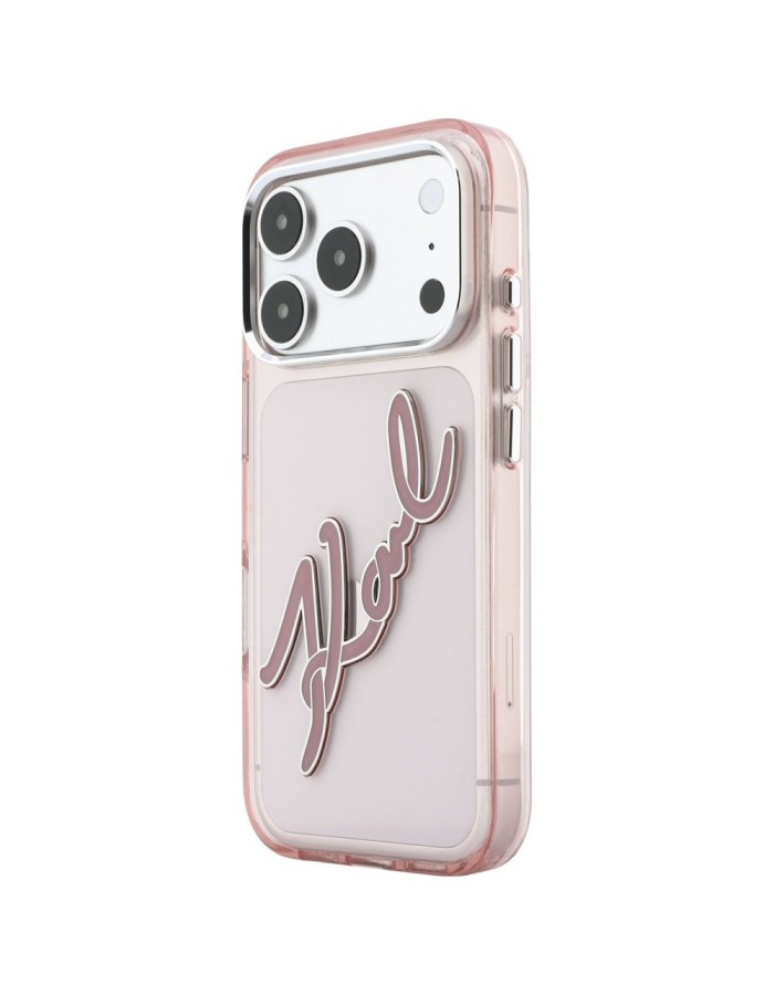 Karl Lagerfeld IML Big Signature Resin Metal Frame Case for iPhone 18 Pro Max / 17 Pro Max - Pink Karl Lagerfeld IML Big Signature Resin Metal Frame Case for iPhone 18 Pro Max / 17 Pro Max - Pink