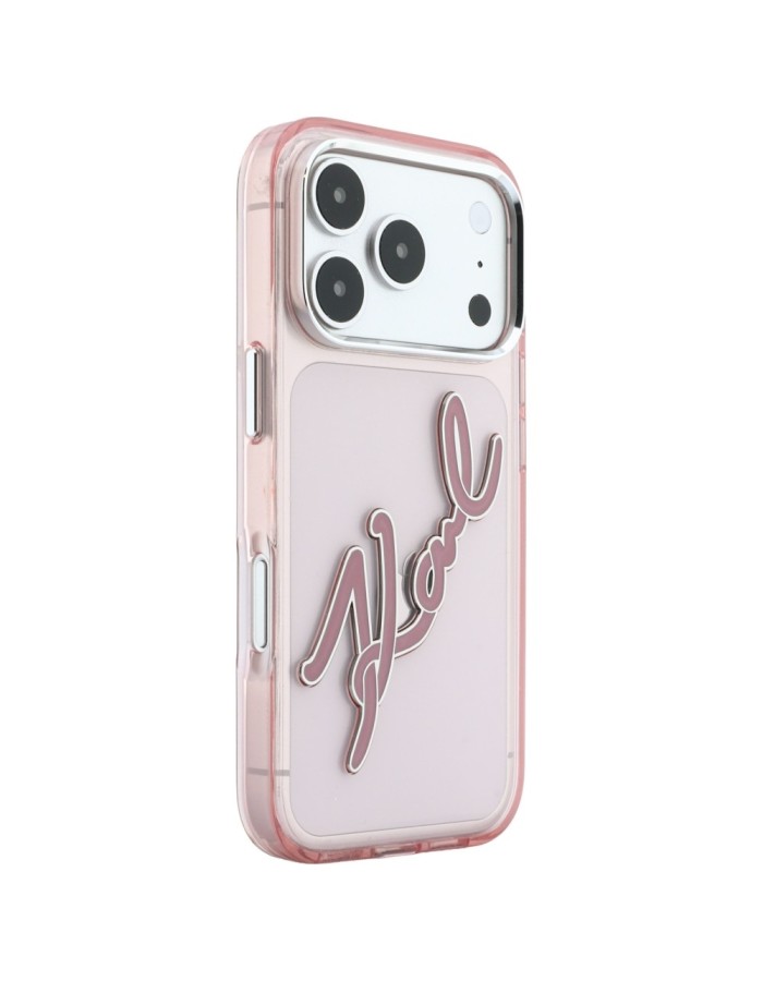 Karl Lagerfeld IML Big Signature Resin Metal Frame Case for iPhone 18 Pro Max / 17 Pro Max - Pink Karl Lagerfeld IML Big Signature Resin Metal Frame Case for iPhone 18 Pro Max / 17 Pro Max - Pink