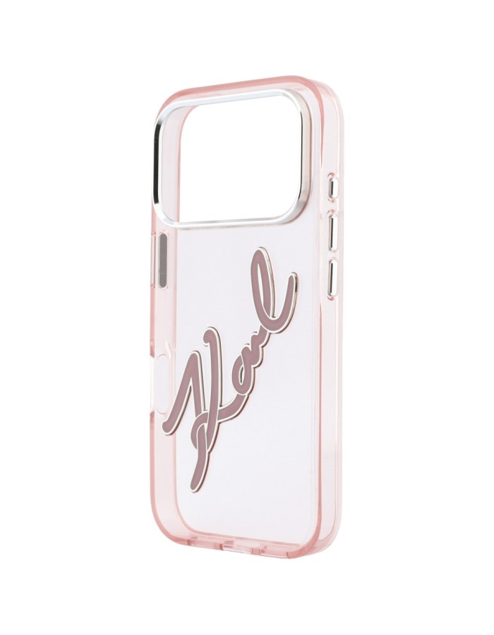 Karl Lagerfeld IML Big Signature Resin Metal Frame Case for iPhone 18 Pro Max / 17 Pro Max - Pink Karl Lagerfeld IML Big Signature Resin Metal Frame Case for iPhone 18 Pro Max / 17 Pro Max - Pink