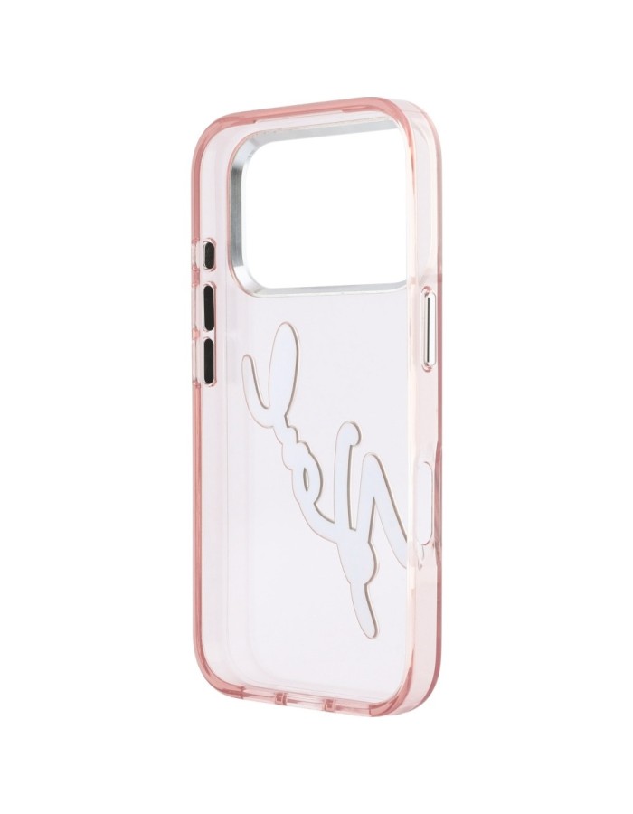 Karl Lagerfeld IML Big Signature Resin Metal Frame Case for iPhone 18 Pro Max / 17 Pro Max - Pink Karl Lagerfeld IML Big Signature Resin Metal Frame Case for iPhone 18 Pro Max / 17 Pro Max - Pink