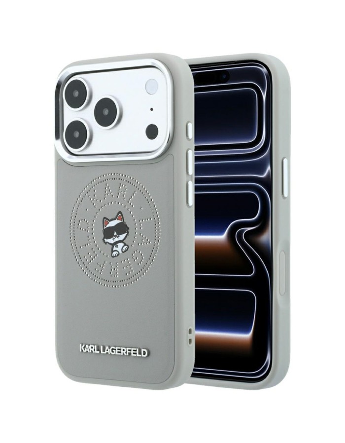 Karl Lagerfeld Point & Choupette Sketch MagSafe Case for iPhone 18 Pro / 17 Pro - Gray Karl Lagerfeld Point & Choupette Sketch MagSafe Case for iPhone 18 Pro / 17 Pro - Gray