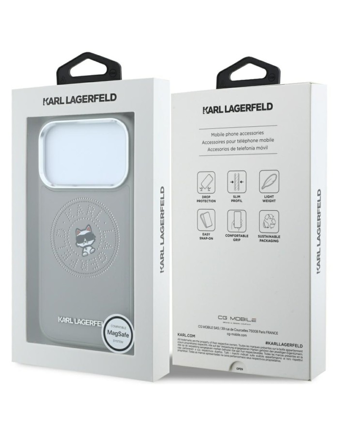 Karl Lagerfeld Point & Choupette Sketch MagSafe Case for iPhone 18 Pro / 17 Pro - Gray Karl Lagerfeld Point & Choupette Sketch MagSafe Case for iPhone 18 Pro / 17 Pro - Gray