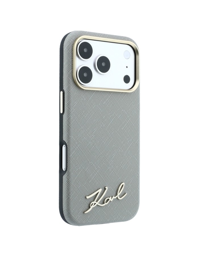 Karl Lagerfeld Saffiano Small Script Metal Logo MagSafe Case for iPhone 18 Pro / 17 Pro - Beige Karl Lagerfeld Saffiano Small Script Metal Logo MagSafe Case for iPhone 18 Pro / 17 Pro - Beige