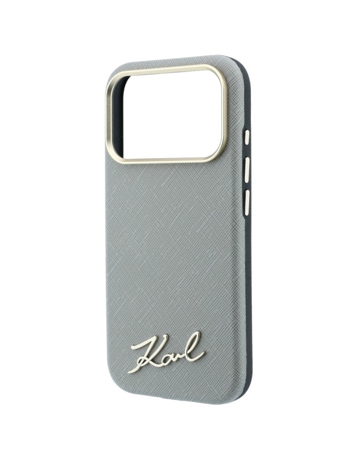 Karl Lagerfeld Saffiano Small Script Metal Logo MagSafe Case for iPhone 18 Pro / 17 Pro - Beige Karl Lagerfeld Saffiano Small Script Metal Logo MagSafe Case for iPhone 18 Pro / 17 Pro - Beige
