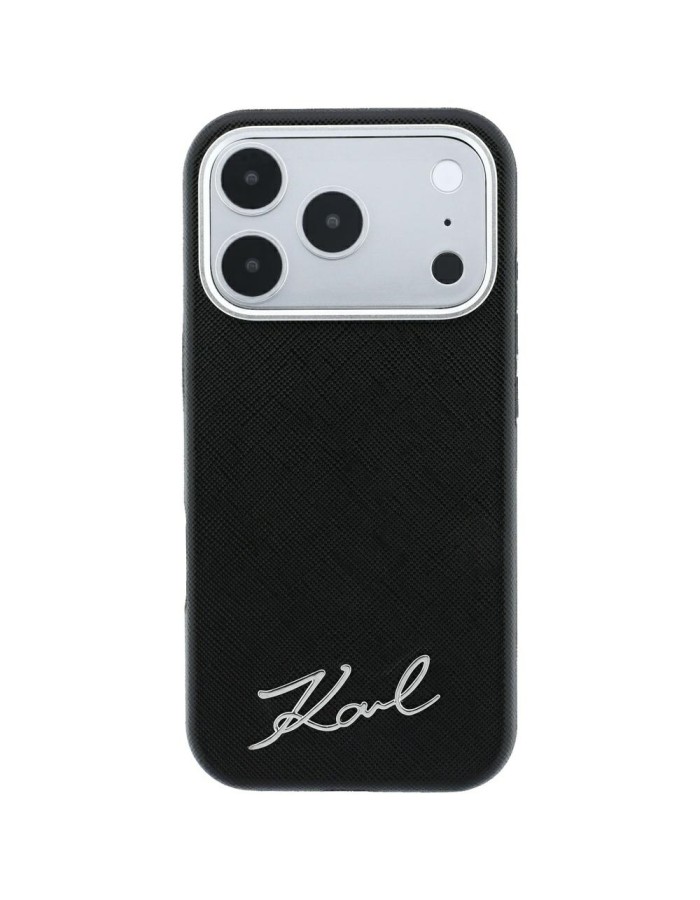 Karl Lagerfeld Saffiano Small Script Metal Logo MagSafe Case for iPhone 18 Pro / 17 Pro - Black Karl Lagerfeld Saffiano Small Script Metal Logo MagSafe Case for iPhone 18 Pro / 17 Pro - Black