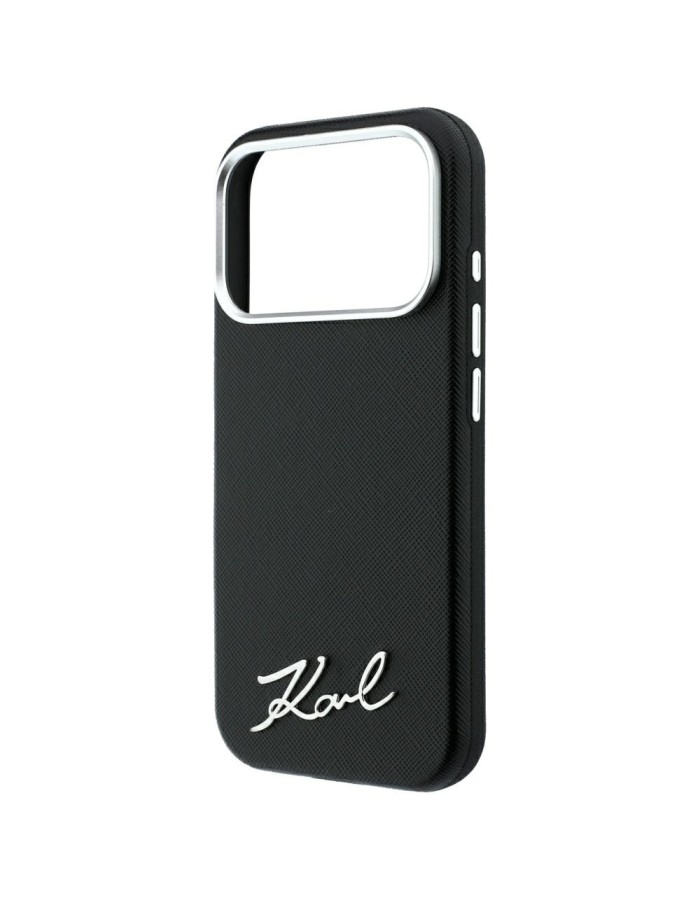 Karl Lagerfeld Saffiano Small Script Metal Logo MagSafe Case for iPhone 18 Pro / 17 Pro - Black Karl Lagerfeld Saffiano Small Script Metal Logo MagSafe Case for iPhone 18 Pro / 17 Pro - Black