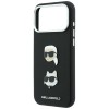 Karl Lagerfeld Saffiano Case with Karl &amp;amp; Choupette Heads Pins &amp;amp; Logo for iPhone 18 Pro Max / 17 Pro Max - Black
