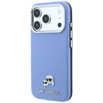 Karl Lagerfeld Grained Heads Metal MagSafe Case for iPhone 18 Pro / 17 Pro - Blue Karl Lagerfeld Grained Heads Metal MagSafe Case for iPhone 18 Pro / 17 Pro - Blue