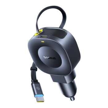 Baseus Car Charger 45W VR2 with Retractable Cable Black