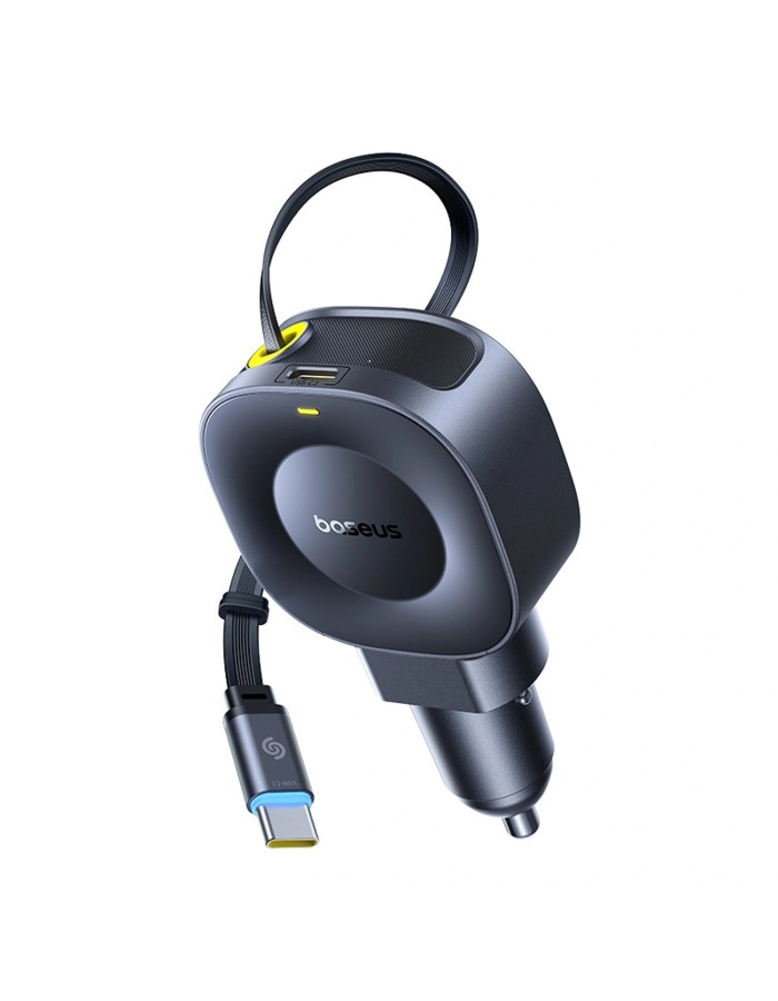 Baseus Car Charger 45W VR2 with Retractable Cable Black Baseus Car Charger 45W VR2 with Retractable Cable Black