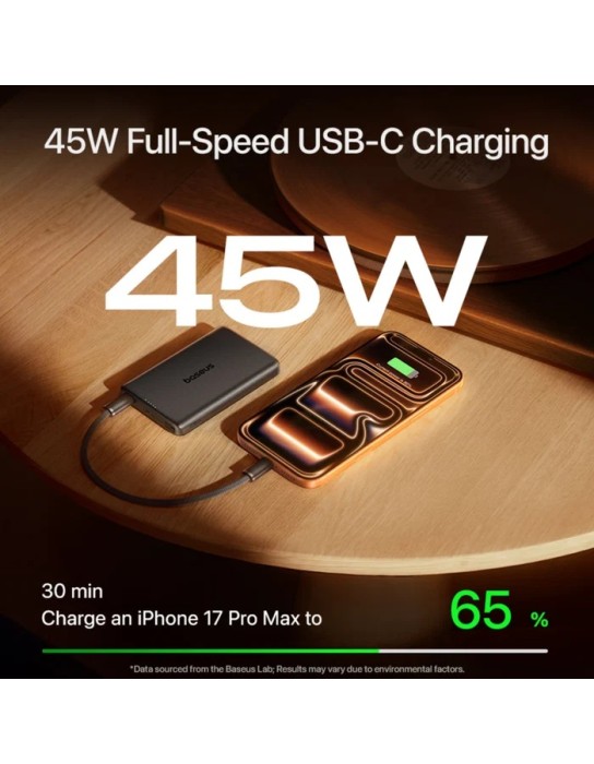Baseus Powerbank Wireless 45W 10000mAh Ultra-Slim Qi2.2 PicoGo AM52 Black Baseus Powerbank Wireless 45W 10000mAh Ultra-Slim Qi2.2 PicoGo AM52 Black