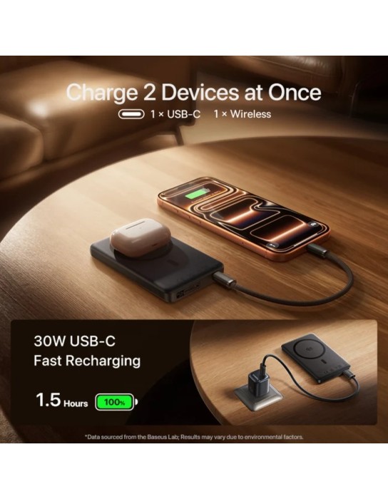 Baseus Powerbank Wireless 45W 10000mAh Ultra-Slim Qi2.2 PicoGo AM52 Black Baseus Powerbank Wireless 45W 10000mAh Ultra-Slim Qi2.2 PicoGo AM52 Black