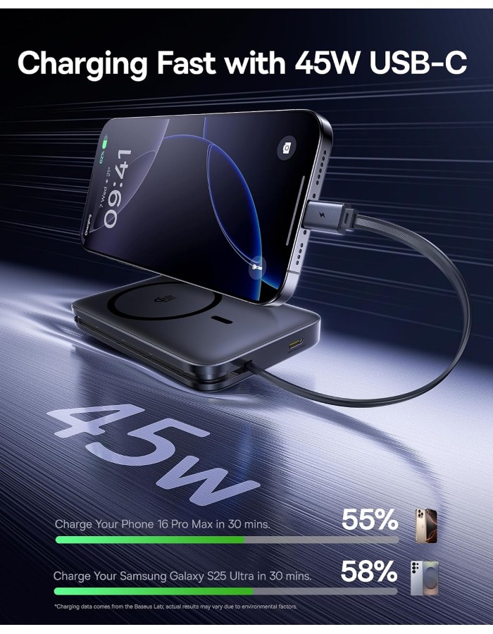 Baseus Powerbank Wireless 45W 10000mAh Qi2.2 PicoGo AM61 Black Baseus Powerbank Wireless 45W 10000mAh Qi2.2 PicoGo AM61 Black
