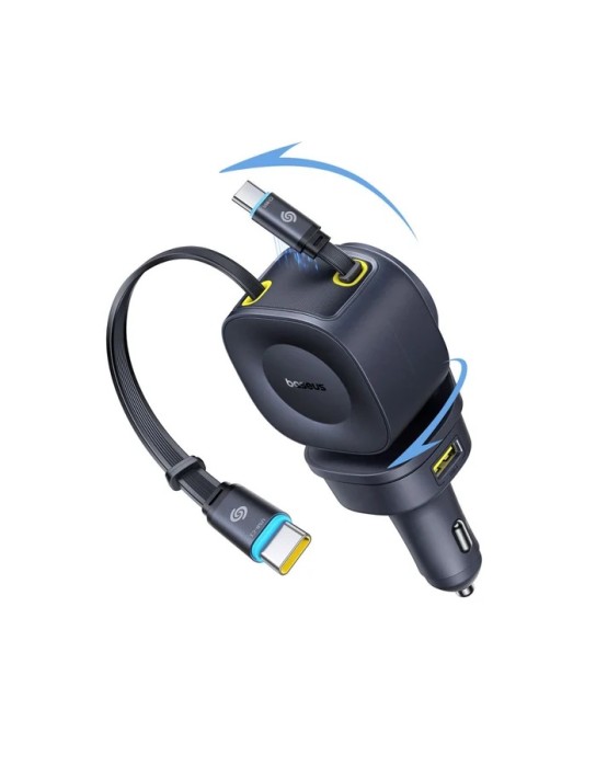 Baseus Car Charger 100W VR2 with Retractable Cable Max 65W Black