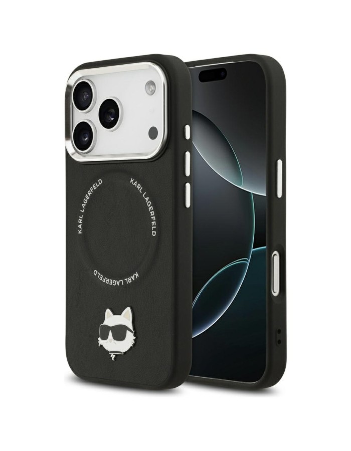 Karl Lagerfeld Choupette Pin MagSafe Case for iPhone 17 Pro Max - Black