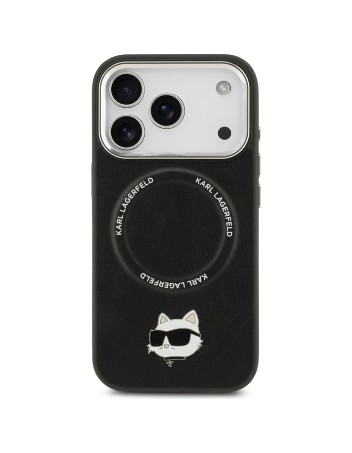 Karl Lagerfeld Choupette Pin MagSafe Case for iPhone 17 Pro Max - Black