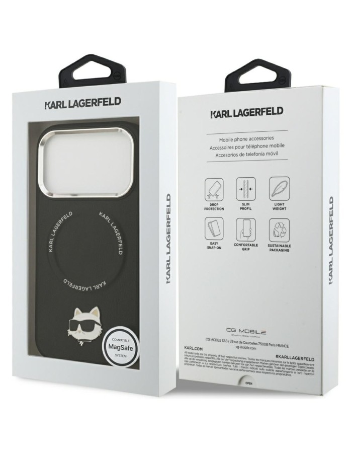 Karl Lagerfeld Choupette Pin MagSafe Case for iPhone 17 Pro Max - Black