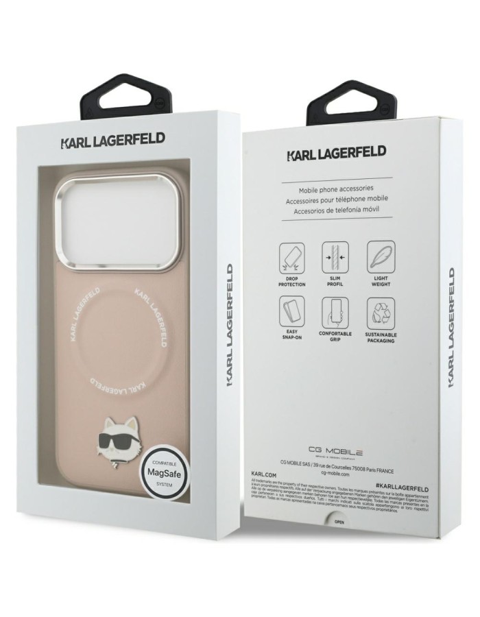 Karl Lagerfeld Choupette Pin MagSafe Case for iPhone 17 Pro - Pink