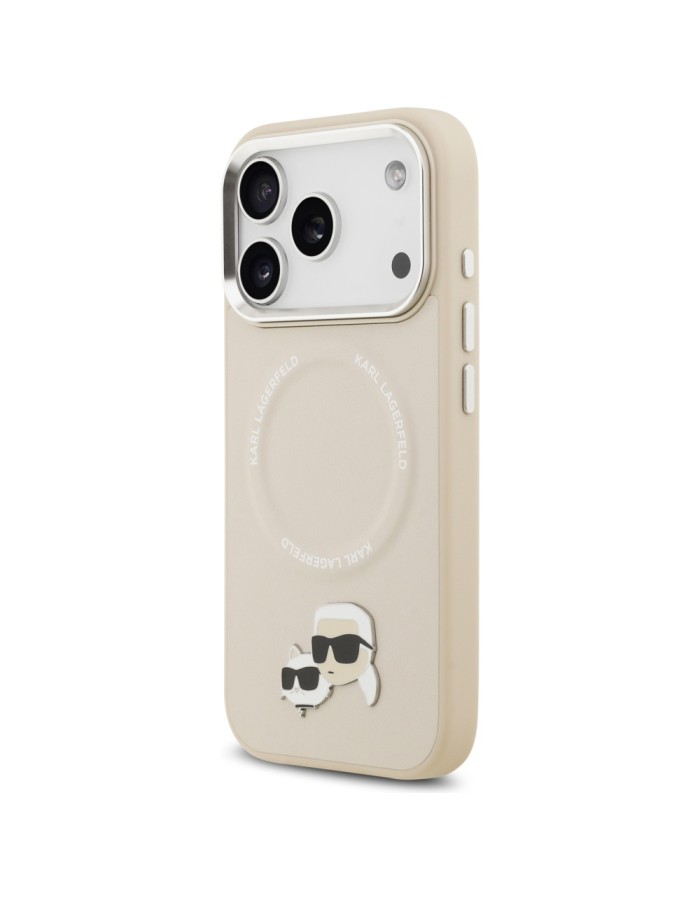 Karl Lagerfeld Karl &amp;amp; Choupette Pins MagSafe Case for iPhone 17 Pro - Beige
