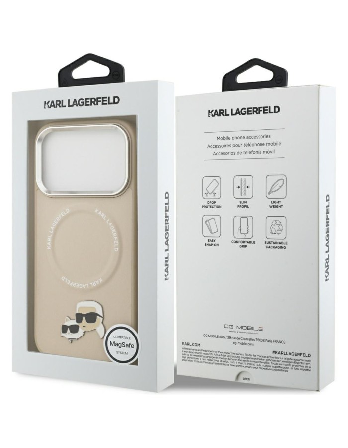 Karl Lagerfeld Karl &amp;amp; Choupette Pins MagSafe Case for iPhone 17 Pro - Beige