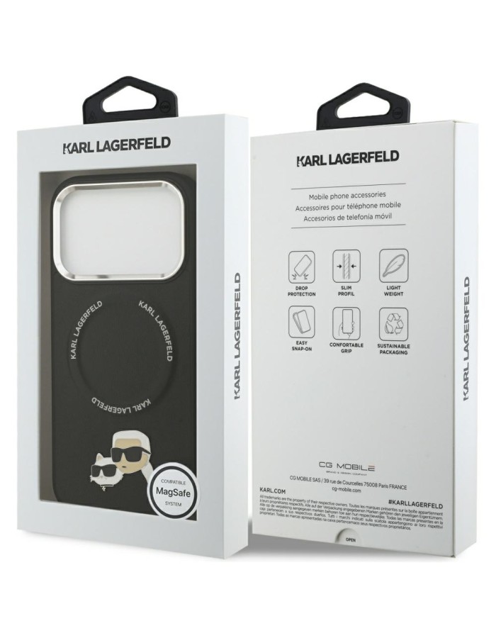 Karl Lagerfeld Karl &amp;amp; Choupette Pins MagSafe Case for iPhone 17 Pro Max - Black