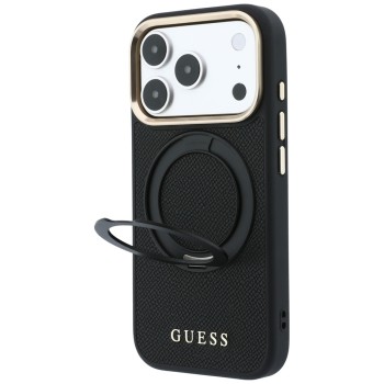 Guess Ring Stand 360 Grained Classic Logo MagSafe Case for iPhone 18 Pro Max / 17 Pro Max - Black Guess Ring Stand 360 Grained Classic Logo MagSafe Case for iPhone 18 Pro Max / 17 Pro Max - Black