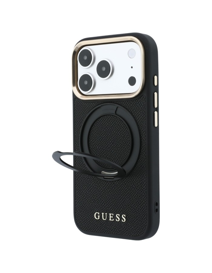 Guess Ring Stand 360 Grained Classic Logo MagSafe Case for iPhone 18 Pro Max / 17 Pro Max - Black Guess Ring Stand 360 Grained Classic Logo MagSafe Case for iPhone 18 Pro Max / 17 Pro Max - Black