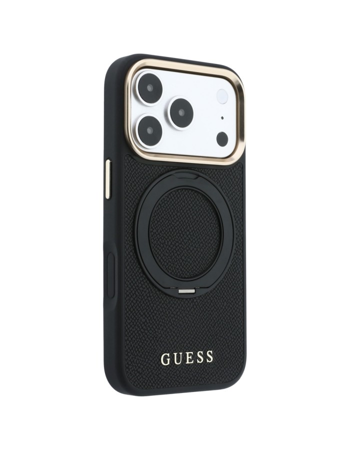 Guess Ring Stand 360 Grained Classic Logo MagSafe Case for iPhone 18 Pro Max / 17 Pro Max - Black Guess Ring Stand 360 Grained Classic Logo MagSafe Case for iPhone 18 Pro Max / 17 Pro Max - Black