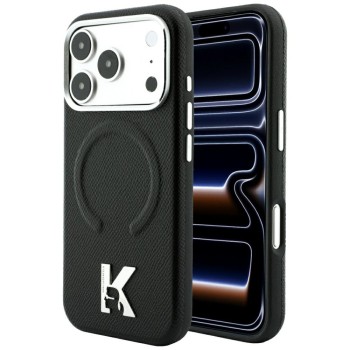 Karl Lagerfeld Grained Embossed Ring &amp;amp; Kameo Logo MagSafe Case for iPhone 18 Pro Max / 17 Pro Max - Black