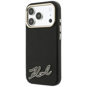 Karl Lagerfeld Grained with Resin Signature Logo MagSafe Case for iPhone 18 Pro Max / 17 Pro Max - Black Karl Lagerfeld Grained with Resin Signature Logo MagSafe Case for iPhone 18 Pro Max / 17 Pro Max - Black