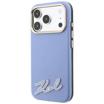 Karl Lagerfeld Grained with Resin Signature Logo MagSafe Case for iPhone 18 Pro Max / 17 Pro Max - Light Blue Karl Lagerfeld Grained with Resin Signature Logo MagSafe Case for iPhone 18 Pro Max / 17 Pro Max - Light Blue