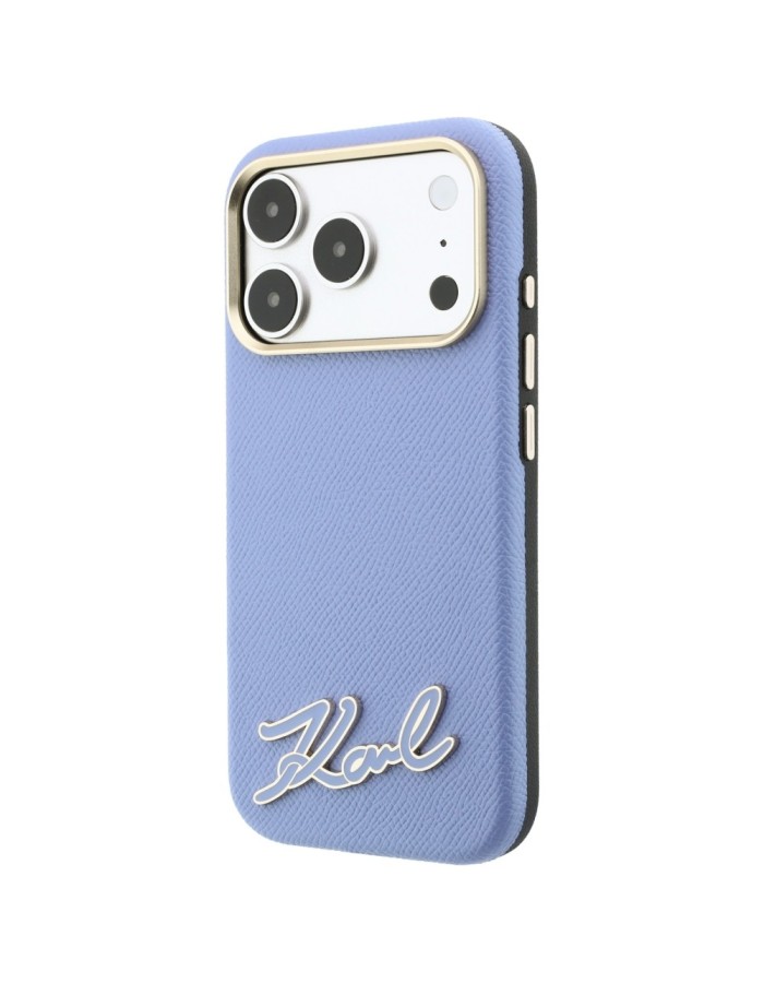 Karl Lagerfeld Grained with Resin Signature Logo MagSafe Case for iPhone 18 Pro Max / 17 Pro Max - Light Blue Karl Lagerfeld Grained with Resin Signature Logo MagSafe Case for iPhone 18 Pro Max / 17 Pro Max - Light Blue